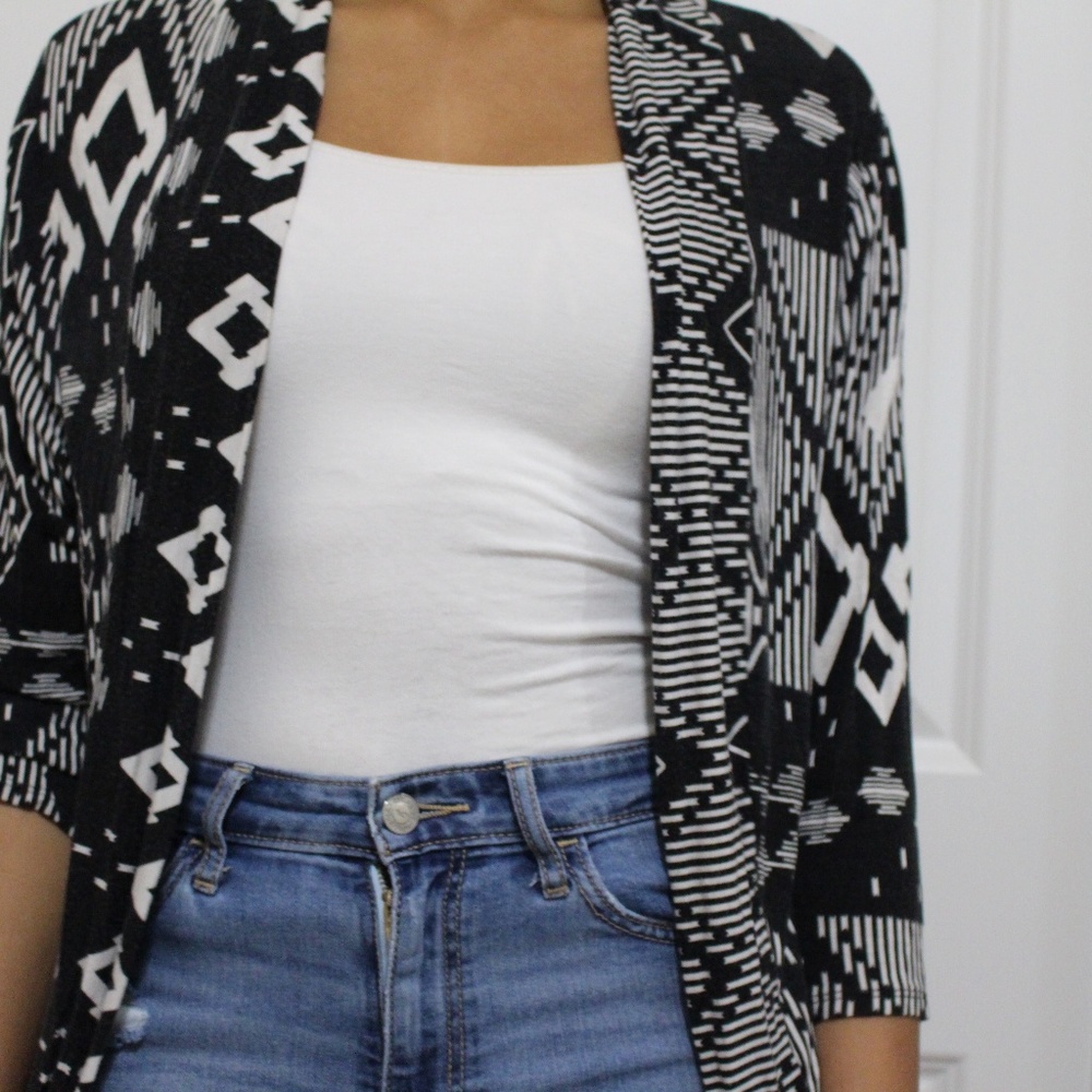 black and white tribal patterned cardigan